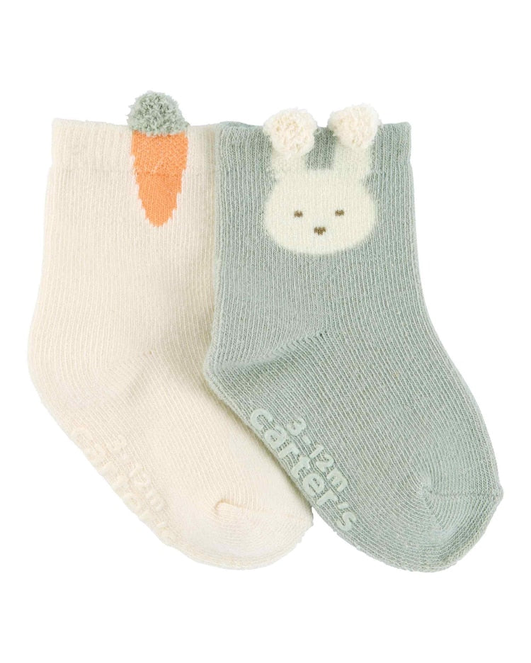 Kit meia bebê 2 pares coelho multicor