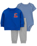 Conjunto longo de moletom bebê 3 peças captain multicor |