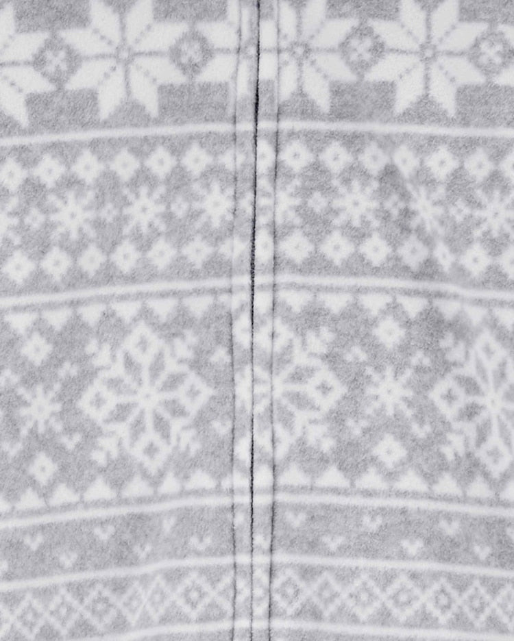 Macacão bebê fleece capuz sherpa neve cinza