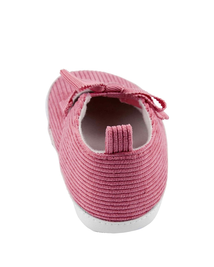 Sapato bebê texturizado laço rosa