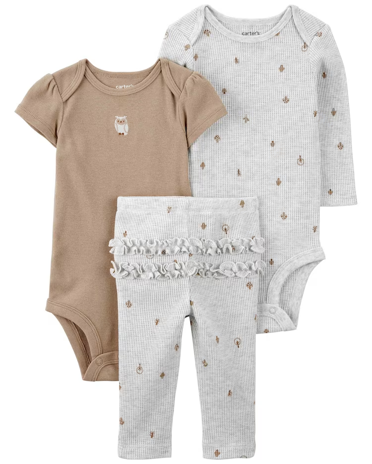 Conjunto longo bebê 3 peças coruja multicor | Carter's