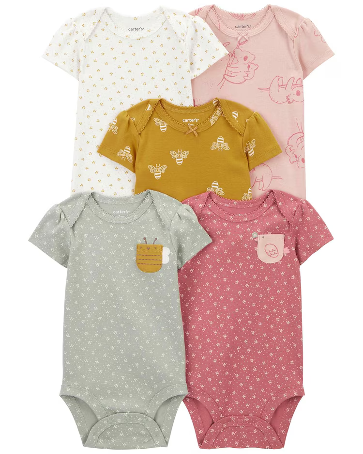 Kit body bebê 10 peças borboletas abelhas e corações + caixa presente M multicor | Carter's